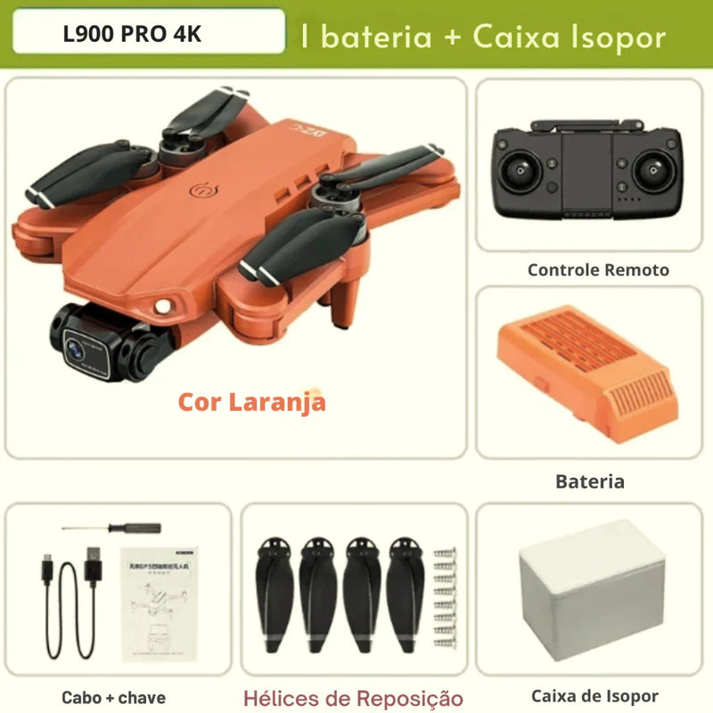 Drone L900 Pro GPS HD Wi-Fi Profissional - Cor Laranja e Preto