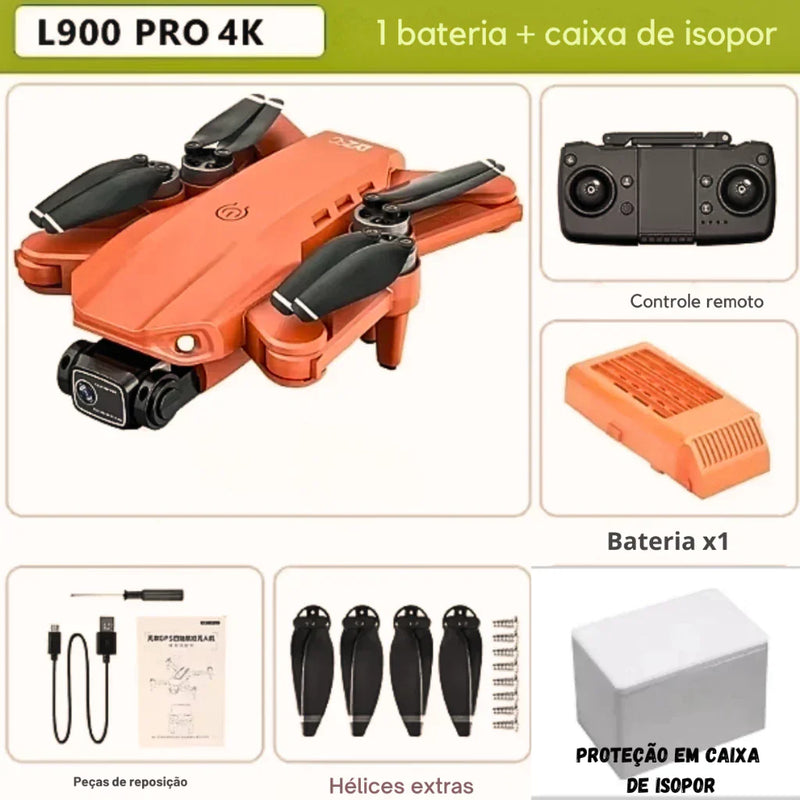 Drone L900 Pro GPS HD Wi-Fi Profissional - Cor Laranja e Preto