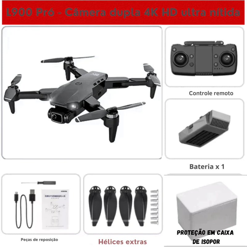 Drone L900 Pro GPS HD Wi-Fi Profissional - Cor Laranja e Preto