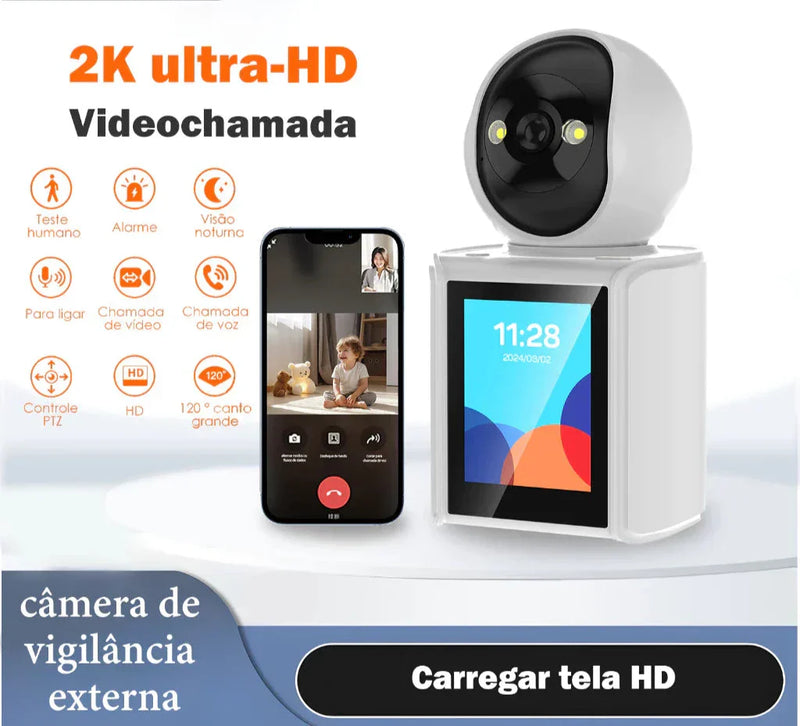 Inova Câmera de segurança com tela 2K de visão noturna