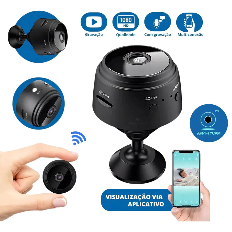 Mini Câmera Espiã A9 HD 1080P com Visão Noturna