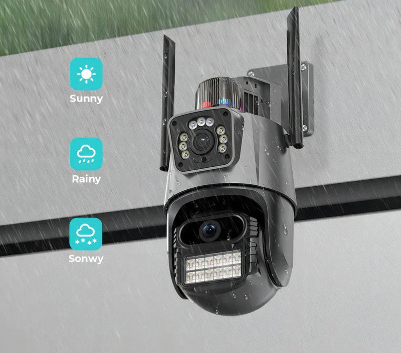Câmera Segurança Externa Lente Dupla 4k 6mp Sirene Policial